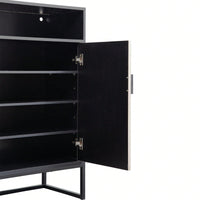 5-Tier Wooden Shoe Storage Cabinet With Doors And Motion Sensor Night Light