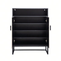 5-Tier Wooden Shoe Storage Cabinet With Doors And Motion Sensor Night Light