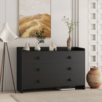 Chest Of Drawers Black Dresser, 6 Drawer Chest With Wide Storage, Modern Contemporary 6-Drawer Cabinet For Bedroom Living Room Hallway