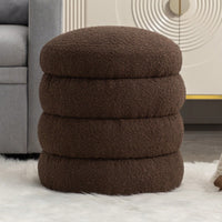 Soft White Boucle Ottoman Footrest Stool for Living Room Foam Filled Wooden Frame 16.93 x 16.93 x 18.5 No Assembly Required