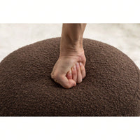 Soft White Boucle Ottoman Footrest Stool for Living Room Foam Filled Wooden Frame 16.93 x 16.93 x 18.5 No Assembly Required