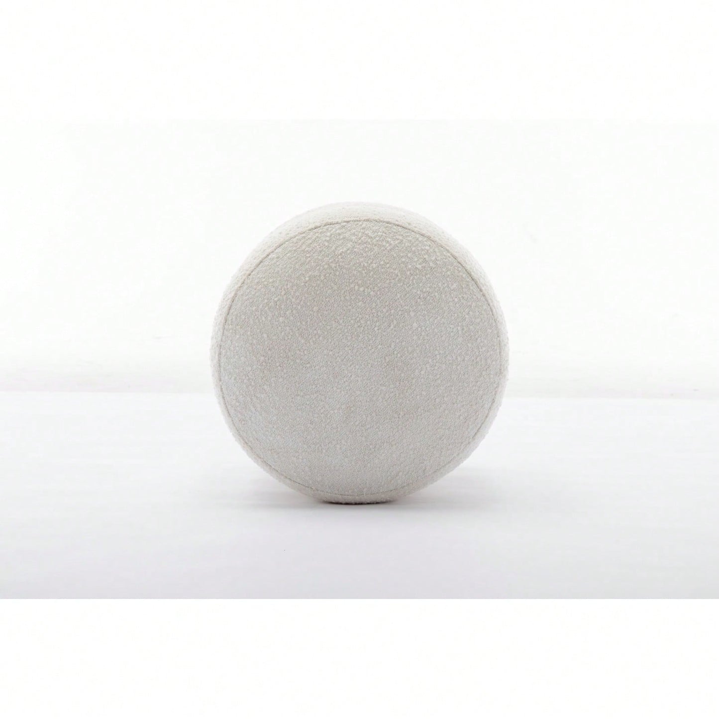 Soft White Boucle Ottoman Footrest Stool for Living Room Foam Filled Wooden Frame 16.93 x 16.93 x 18.5 No Assembly Required