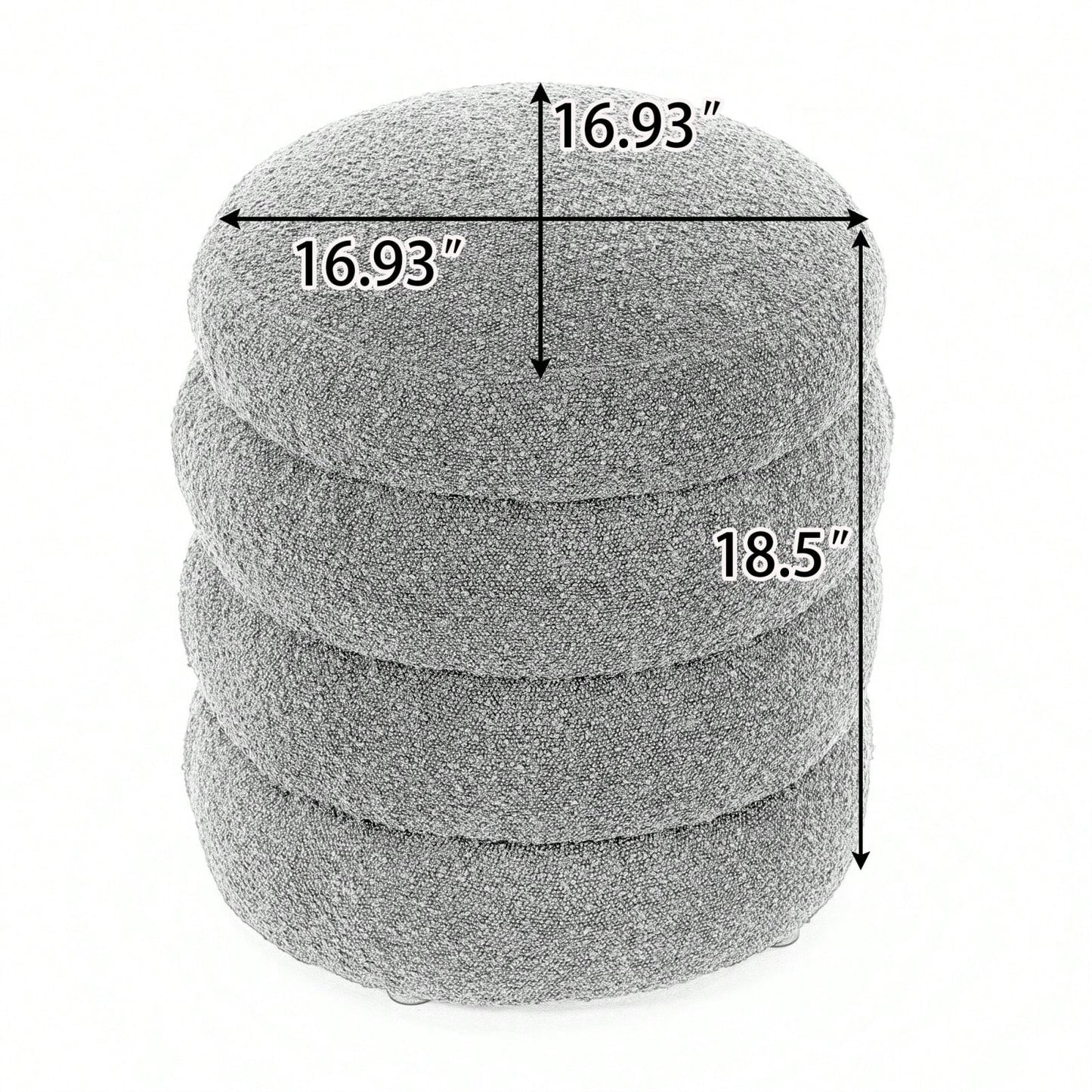 Soft White Boucle Ottoman Footrest Stool for Living Room Foam Filled Wooden Frame 16.93 x 16.93 x 18.5 No Assembly Required