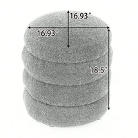 Soft White Boucle Ottoman Footrest Stool for Living Room Foam Filled Wooden Frame 16.93 x 16.93 x 18.5 No Assembly Required