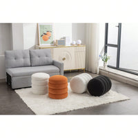 Soft White Boucle Ottoman Footrest Stool for Living Room Foam Filled Wooden Frame 16.93 x 16.93 x 18.5 No Assembly Required