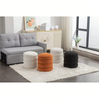 Soft White Boucle Ottoman Footrest Stool for Living Room Foam Filled Wooden Frame 16.93 x 16.93 x 18.5 No Assembly Required