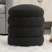 Soft White Boucle Ottoman Footrest Stool for Living Room Foam Filled Wooden Frame 16.93 x 16.93 x 18.5 No Assembly Required