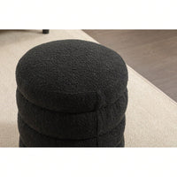 Soft White Boucle Ottoman Footrest Stool for Living Room Foam Filled Wooden Frame 16.93 x 16.93 x 18.5 No Assembly Required