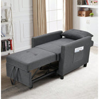 3-in-1 Convertible Futon Sofa Bed with Adjustable Backrest and Storage Pocket, High-Density Foam Chair for Living Room