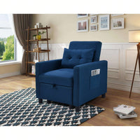 3-in-1 Convertible Futon Sofa Bed with Adjustable Backrest and Storage Pocket, High-Density Foam Chair for Living Room