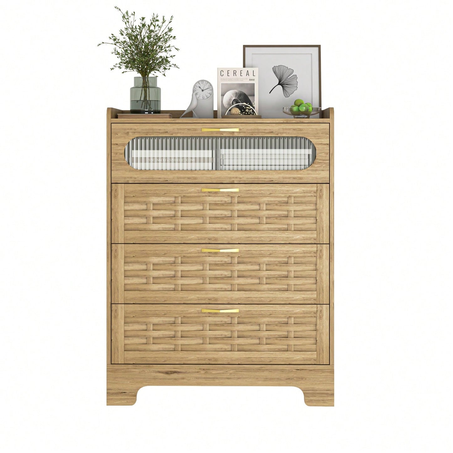 Modern 4 Drawer Wood Dresser for Bedroom and Nursery - Spacious Storage Organizer for Living Room and Kids Room