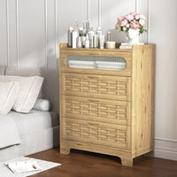 Modern 4 Drawer Wood Dresser for Bedroom and Nursery - Spacious Storage Organizer for Living Room and Kids Room