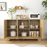 Wooden 3-Door Storage Cabinet with Adjustable Shelves Anti-Tip Accent Sideboard for Living Room Dining Room Bedroom