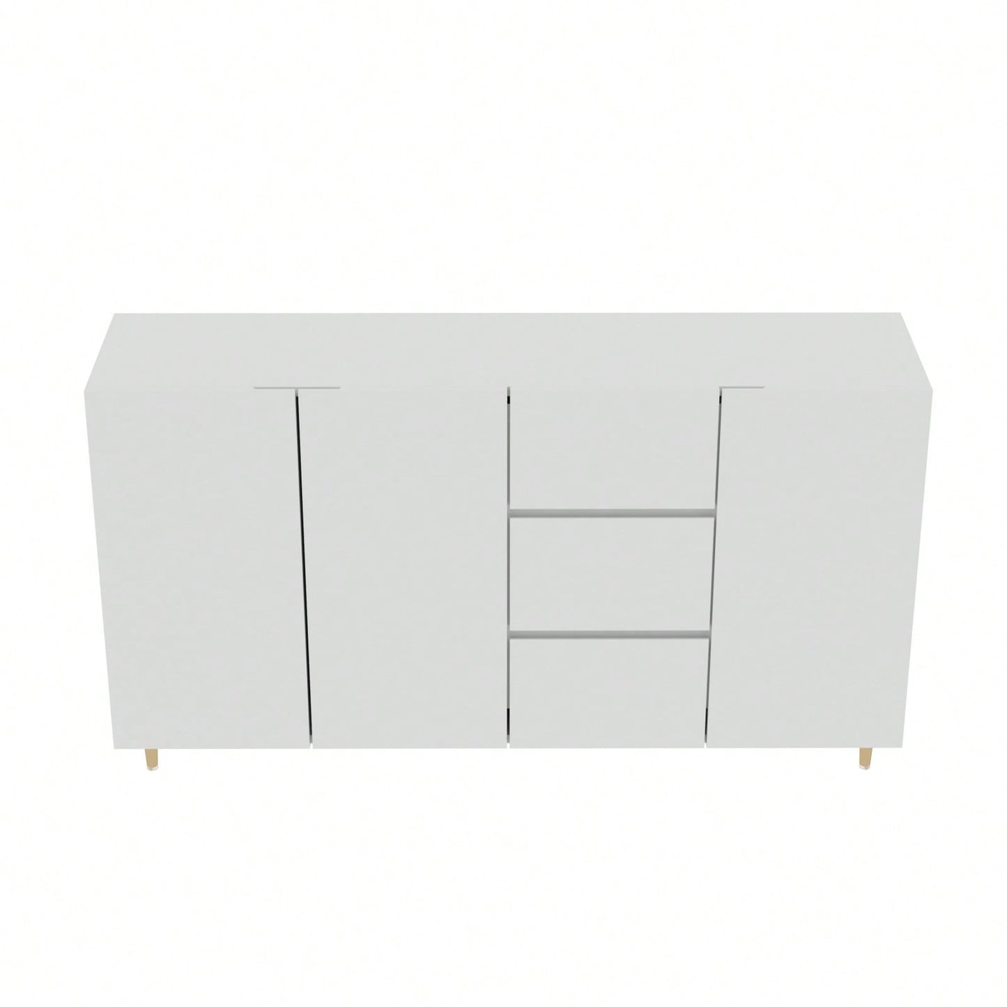 Sideboard Storage Cabinet With 4 Doors And 3 Drawers, White MDF Display Cabinet For Dining Room And Living Room