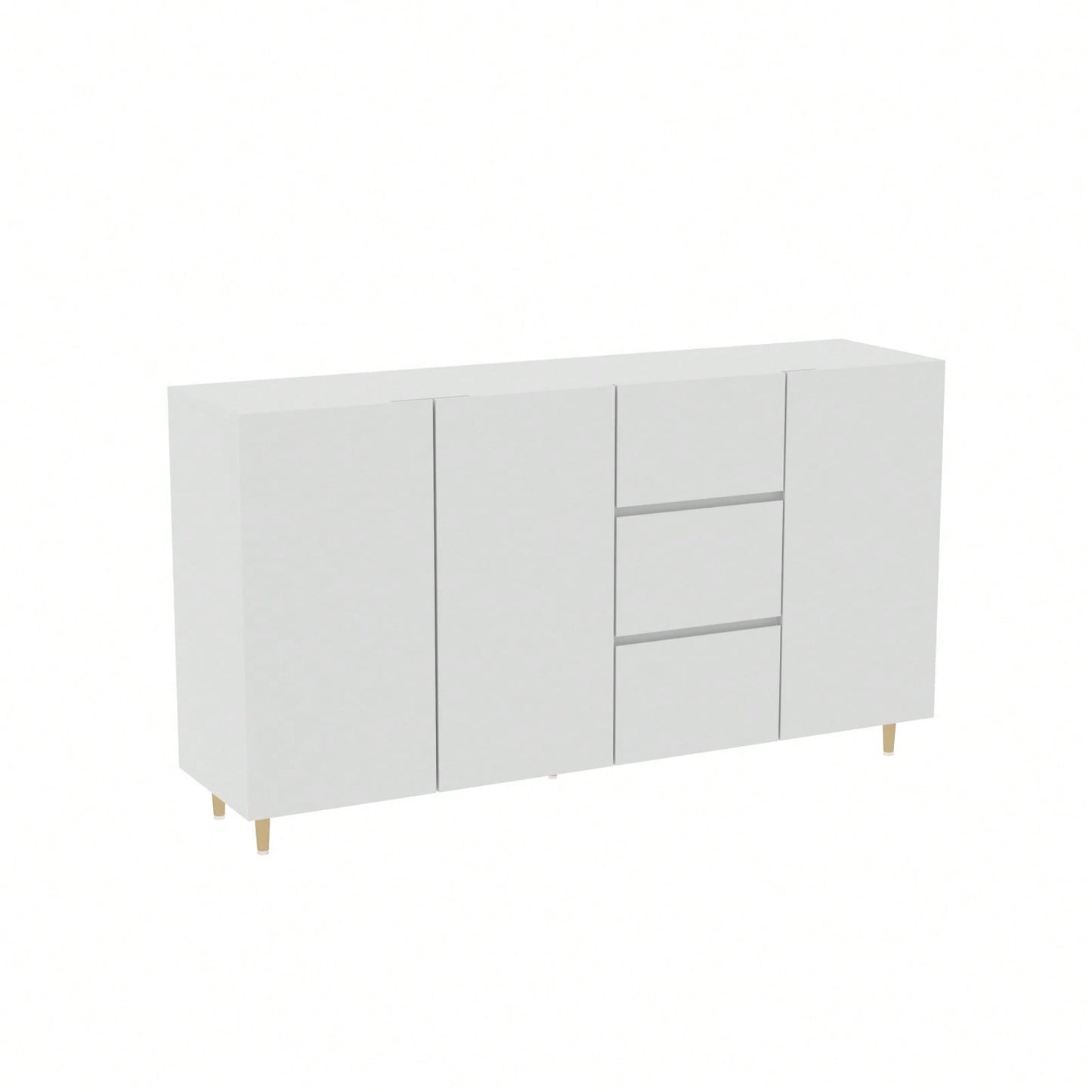 Sideboard Storage Cabinet With 4 Doors And 3 Drawers, White MDF Display Cabinet For Dining Room And Living Room