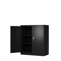 Metal Storage Cabinet With 2 Doors And 2 Shelves, Lockable Steel Storage Cabinet For Office, Garage, Warehouse