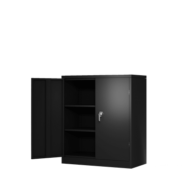 Metal Storage Cabinet With 2 Doors And 2 Shelves, Lockable Steel Storage Cabinet For Office, Garage, Warehouse