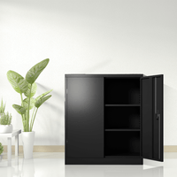 Metal Storage Cabinet With 2 Doors And 2 Shelves, Lockable Steel Storage Cabinet For Office, Garage, Warehouse