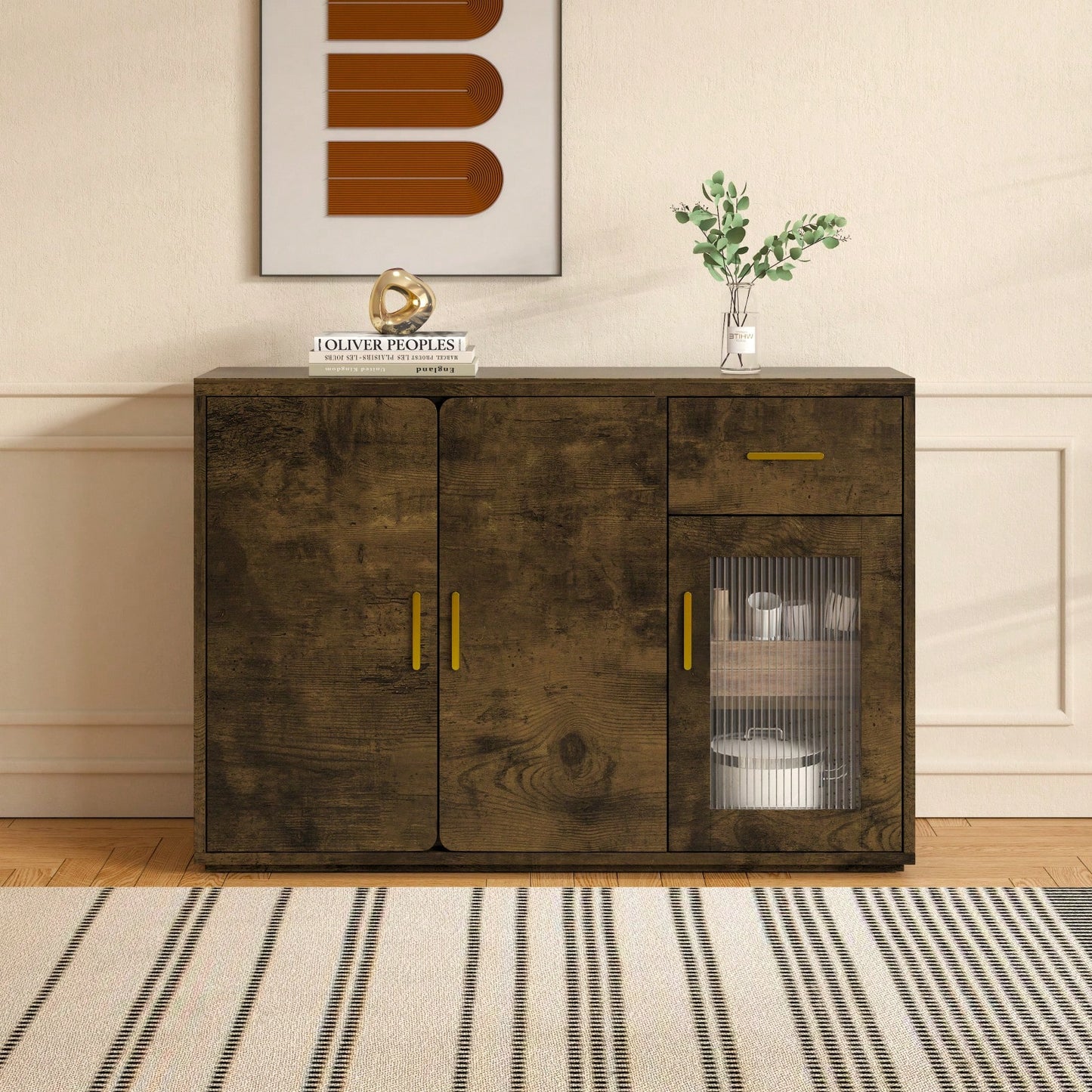 Modern Wood Storage Buffet Cabinet for Living Room Kitchen Bedroom and Hallway