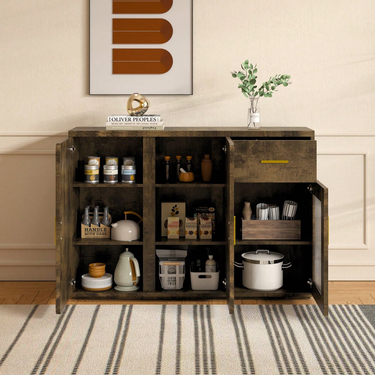 Modern Wood Storage Buffet Cabinet for Living Room Kitchen Bedroom and Hallway