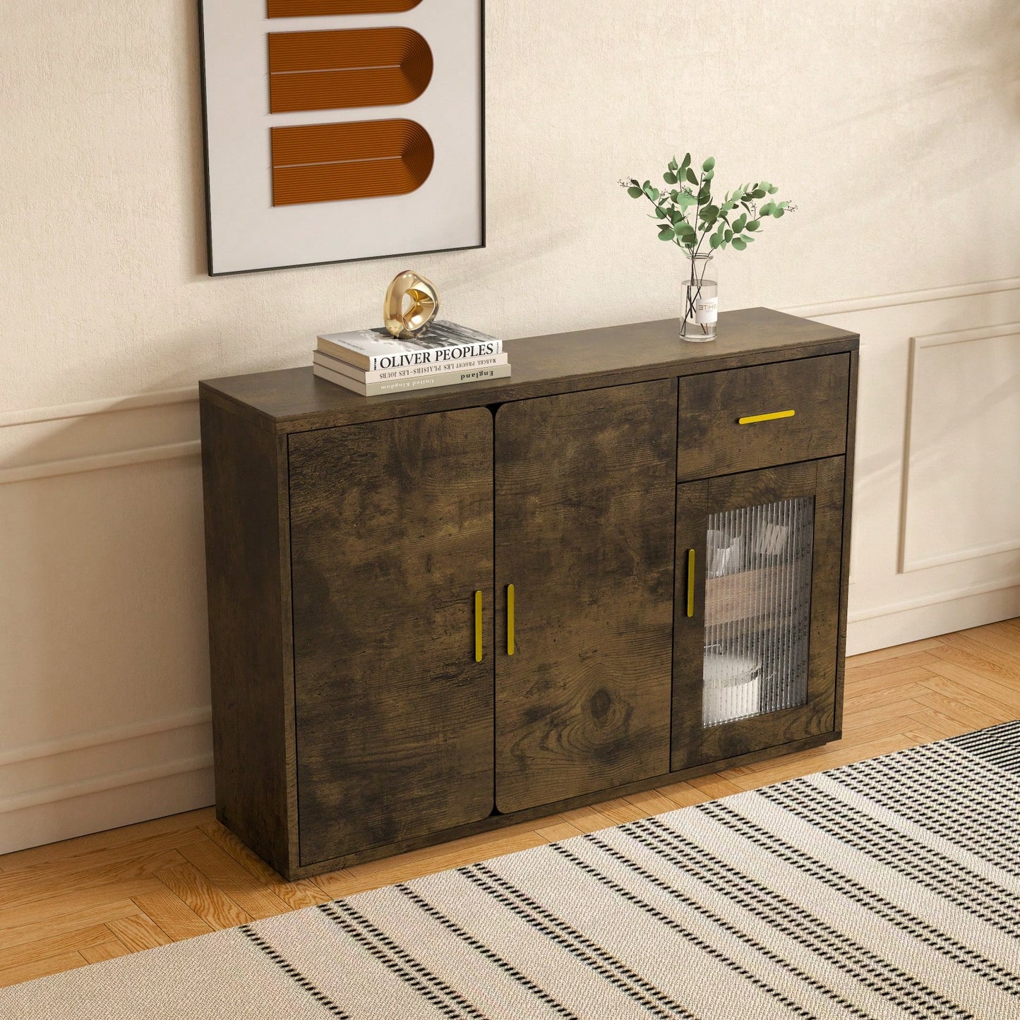 Modern Wood Storage Buffet Cabinet for Living Room Kitchen Bedroom and Hallway