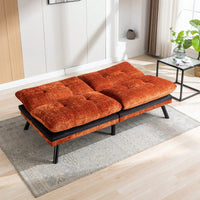 Compact Convertible Sofa Bed Loveseat Futon Couch with Adjustable Lounge and Removable Cushions Supports 500 LBS