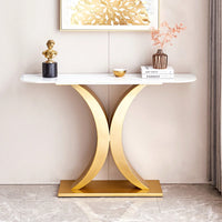 Elegant 47 Inch Modern Console Table with Sintered Stone Top and Adjustable Feet for Living Room Office Entryway