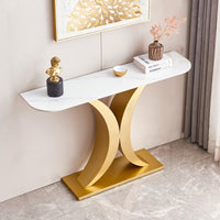 Elegant 47 Inch Modern Console Table with Sintered Stone Top and Adjustable Feet for Living Room Office Entryway