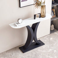 Elegant 47 Inch Modern Console Table with Sintered Stone Top and Adjustable Feet for Living Room Office Entryway