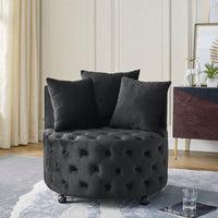 Velvet Swivel Accent Chair with Button Tufting and Wheels Comfortable Home Office Chair for Living Room Bedroom Includes 3 Pillows