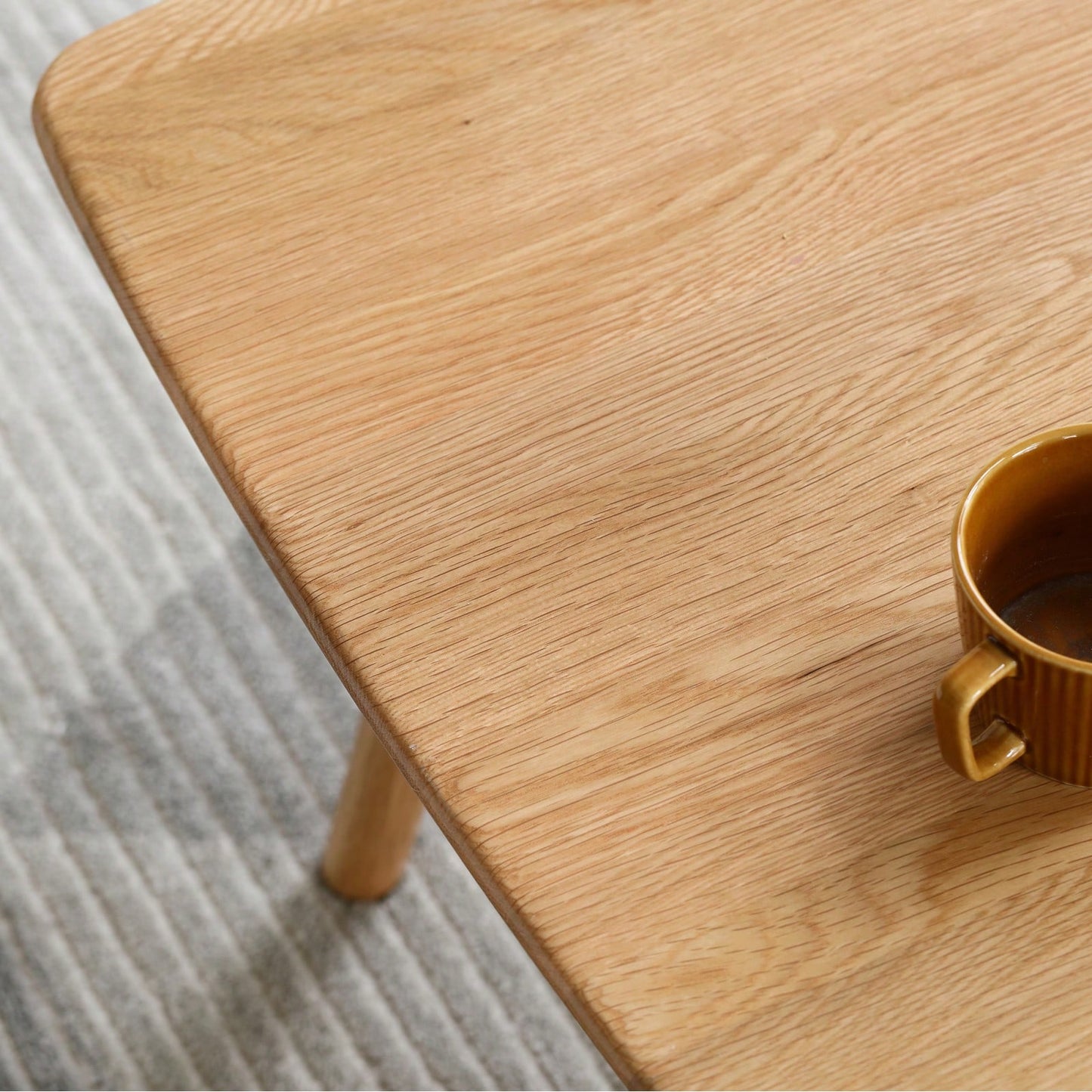 Natural Oak Solid Wood Coffee Table with Storage Drawers and Shelf for Living Room and Home Office