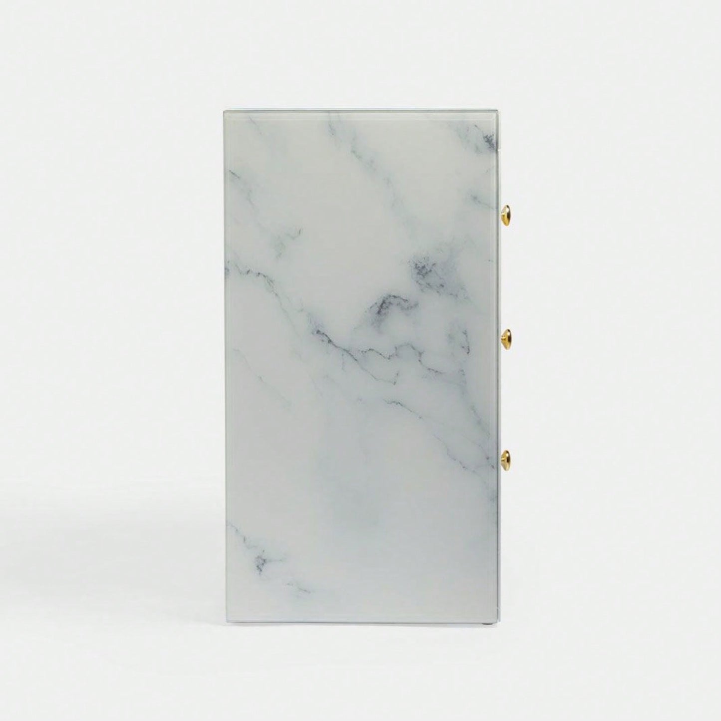 Elegant Marble Pattern Nightstand with 3 Drawers and Tempered Glass Top for Bedroom and Living Room Storage
