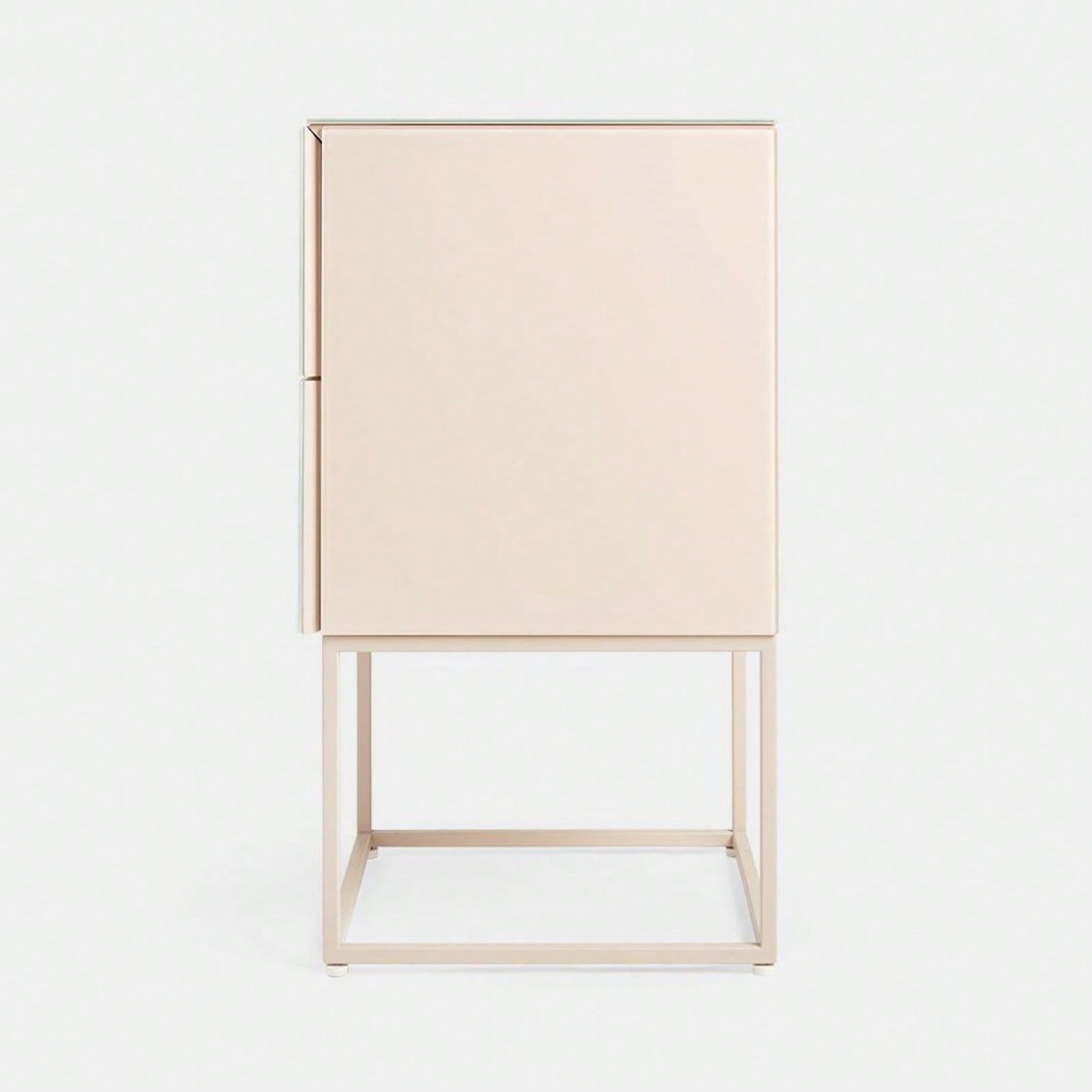 Elegant Pink and White Marble Nightstand with 2 Drawers and Tempered Glass Top for Bedroom and Living Room
