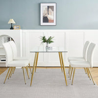 Set of 4 Teddy Wool Upholstered Dining Chairs with Gold Legs - Stylish Accent Chairs for Dining Room Living Room Bedroom Kitchen