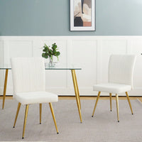 Set of 4 Teddy Wool Upholstered Dining Chairs with Gold Legs - Stylish Accent Chairs for Dining Room Living Room Bedroom Kitchen