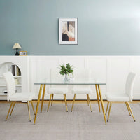 Set of 4 Teddy Wool Upholstered Dining Chairs with Gold Legs - Stylish Accent Chairs for Dining Room Living Room Bedroom Kitchen