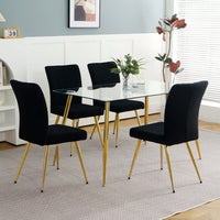 Set of 4 Teddy Wool Upholstered Dining Chairs with Gold Legs - Stylish Accent Chairs for Dining Room Living Room Bedroom Kitchen