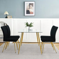Set of 4 Teddy Wool Upholstered Dining Chairs with Gold Legs - Stylish Accent Chairs for Dining Room Living Room Bedroom Kitchen