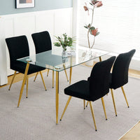 Set of 4 Teddy Wool Upholstered Dining Chairs with Gold Legs - Stylish Accent Chairs for Dining Room Living Room Bedroom Kitchen