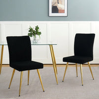 Set of 4 Teddy Wool Upholstered Dining Chairs with Gold Legs - Stylish Accent Chairs for Dining Room Living Room Bedroom Kitchen