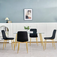 Modern Simple Light Luxury Dining Chair Home Bedroom Stool Back Dressing Chair Student Desk Chair Gold Metal Legs(Set Of 4)