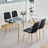 Modern Simple Light Luxury Dining Chair Home Bedroom Stool Back Dressing Chair Student Desk Chair Gold Metal Legs(Set Of 4)