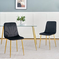 Modern Simple Light Luxury Dining Chair Home Bedroom Stool Back Dressing Chair Student Desk Chair Gold Metal Legs(Set Of 4)