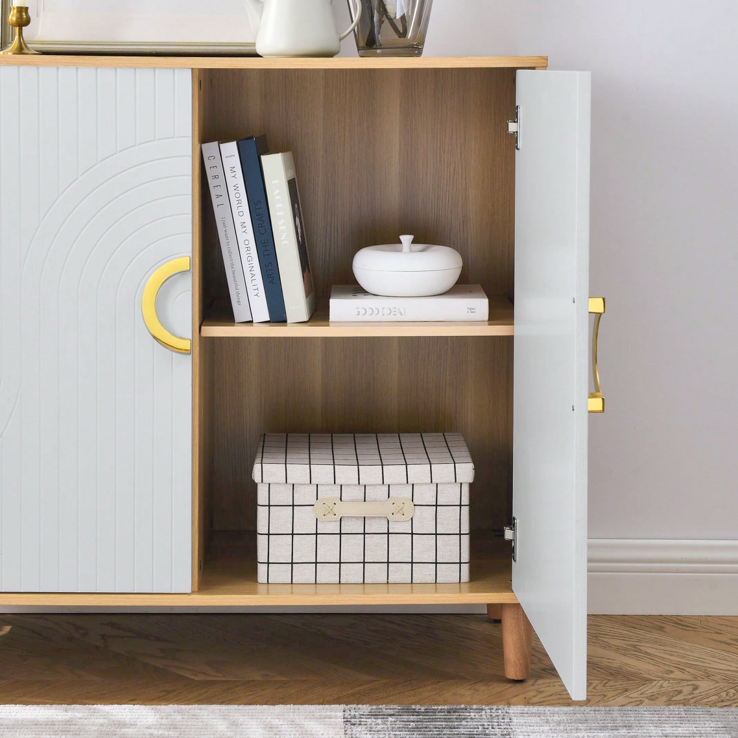 Versatile Modern Sideboard Buffet Cabinet with Adjustable Shelves and Doors for Kitchen Dining Living Room Storage