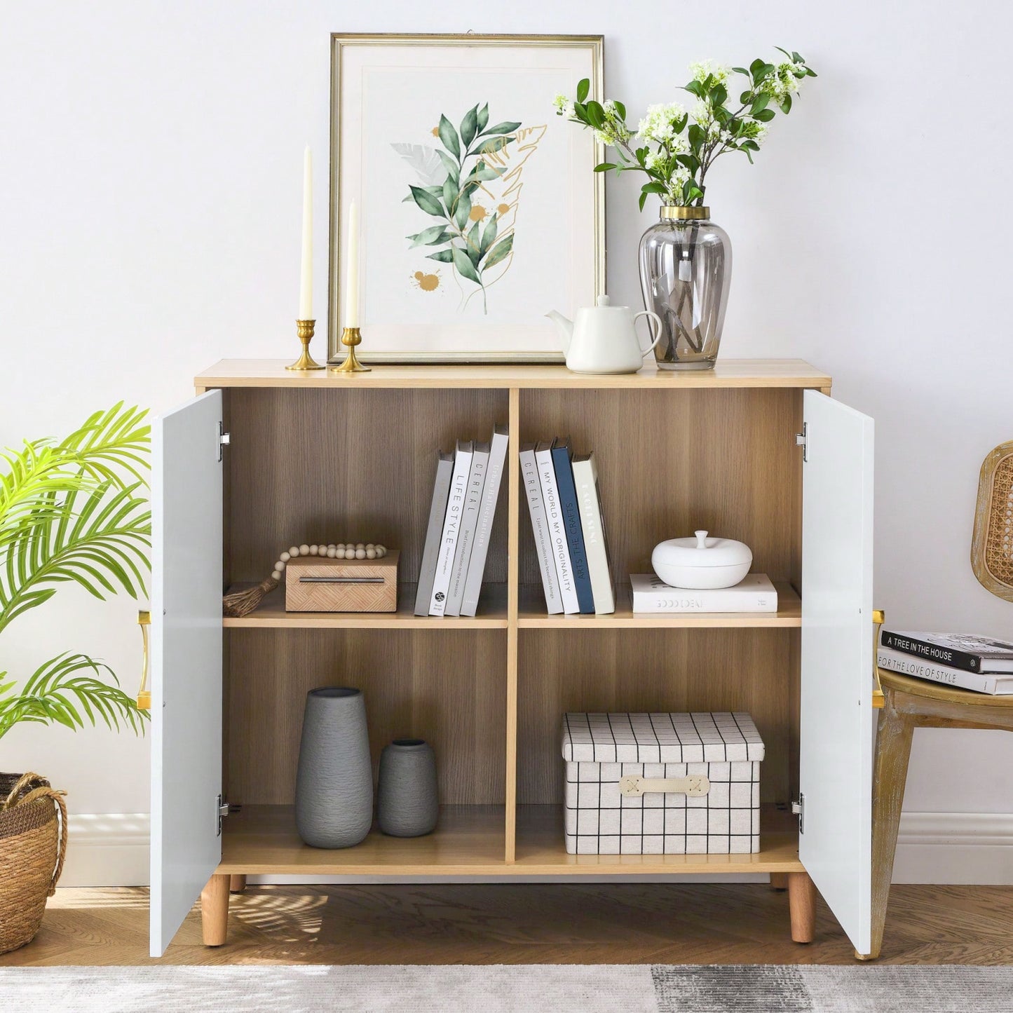 Versatile Modern Sideboard Buffet Cabinet with Adjustable Shelves and Doors for Kitchen Dining Living Room Storage