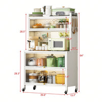 Heavy Duty Metal Kitchen Bakers Rack with Lockable Cabinet Doors and Rolling Utility Cart 250KG Capacity