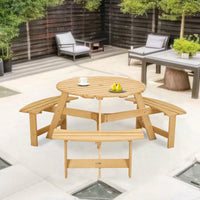 6-Person Outdoor Picnic Table with Benches Umbrella Hole Waterproof Surface for Garden Patio Backyard Dining