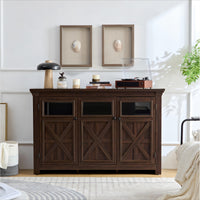 Large Storage Sideboard Buffet Cabinet With 3 Doors And Adjustable Shelves, Elegant Entryway Cabinet For Dining Room, Living Room