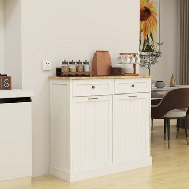Two-Drawers And Two-Compartment Tilt-Out Trash Cabinet Kitchen Trash Cabinet