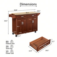 Mobile Kitchen Cart Island With Storage, Drop-Leaf Countertop, And Locking Wheels - Rolling Kitchen Island For Extra Counter & Prep Space